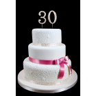 30th Birthday Wedding Anniversary Number Cake Topper with Sparkling Rhinestone Crystals - 1.75" Tall 